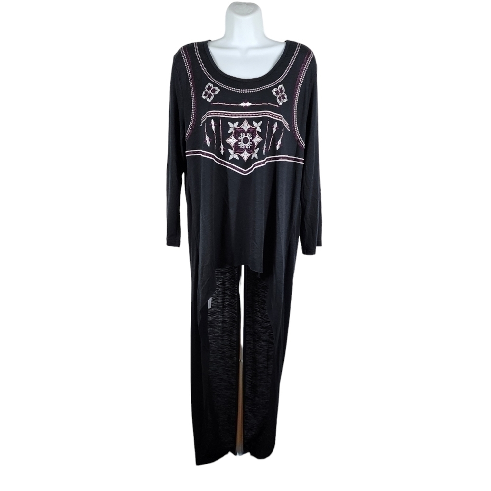 CRUEL DENIM HIGH LOW EMBROIDERED WESTERN TOP